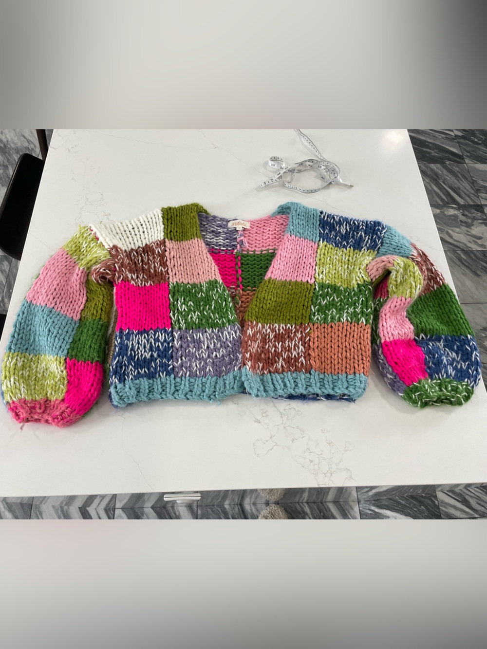 Handmade Chunky Patchwork Knit Sweater - Bright Multi
